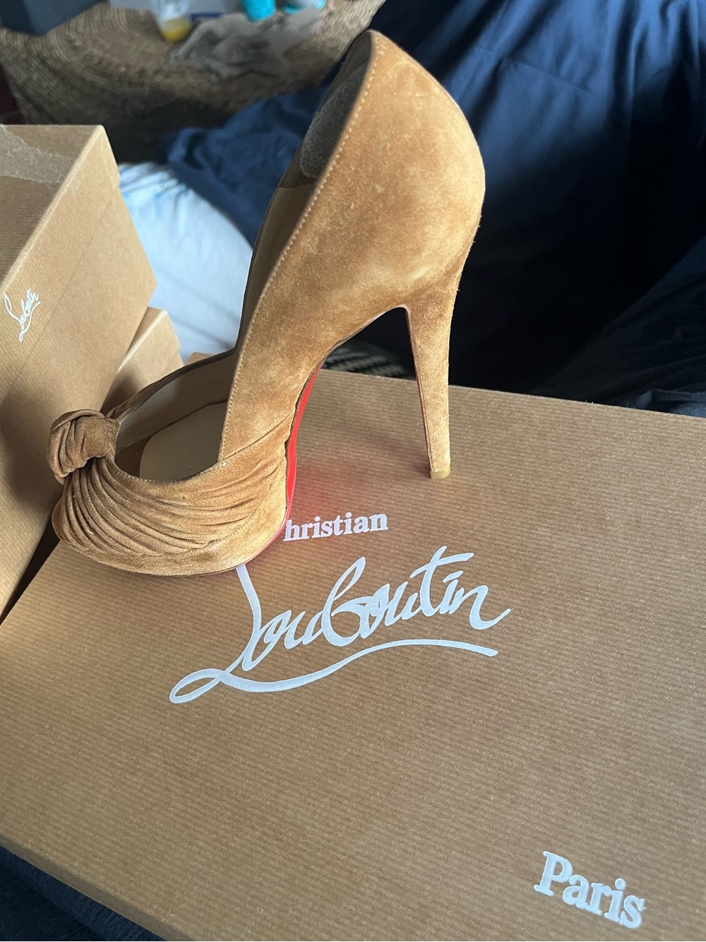 Christian Louboutin suede peep toe